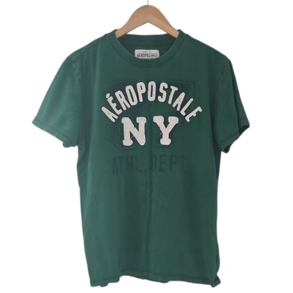 Vintage 2012 Aeropostale NY Graphic Tee Sz L Green Athletic Dept Y2K Sporty - Picture 1 of 11